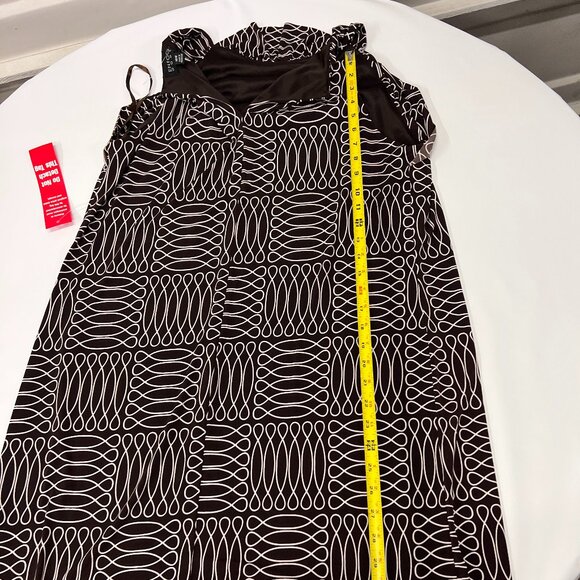 New En Focus Women’s Sleevless‎ Dress Size 16W Brown/White - Picture 2 of 6